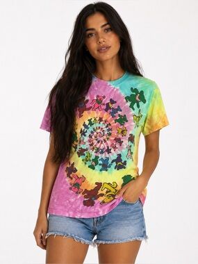 Grateful Dead Dancing Bears Tie-Dye Tee | Liquid Blue | Spiral Dye | Hippie